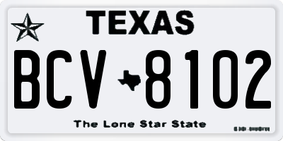 TX license plate BCV8102