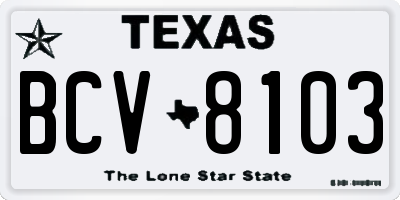 TX license plate BCV8103