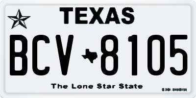 TX license plate BCV8105