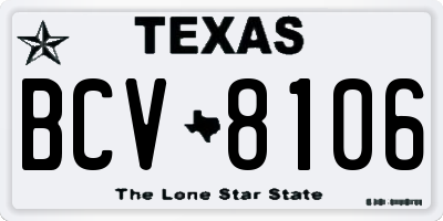 TX license plate BCV8106