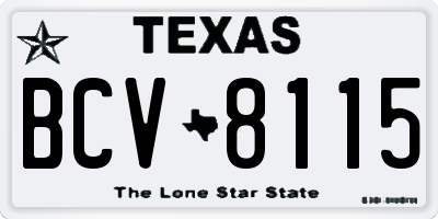 TX license plate BCV8115