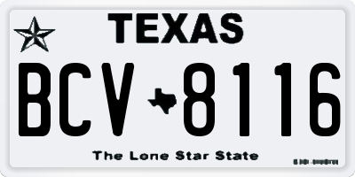 TX license plate BCV8116