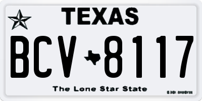 TX license plate BCV8117