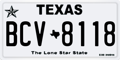 TX license plate BCV8118