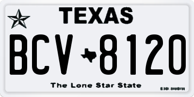TX license plate BCV8120