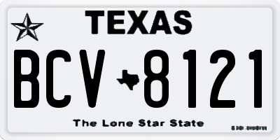 TX license plate BCV8121
