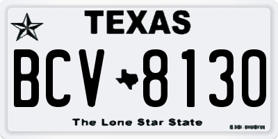 TX license plate BCV8130