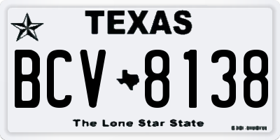 TX license plate BCV8138
