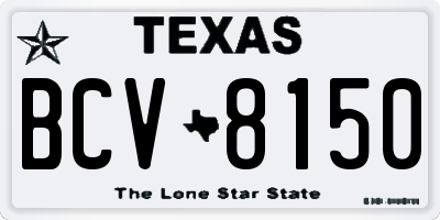 TX license plate BCV8150