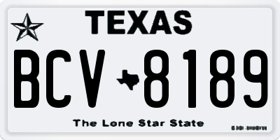 TX license plate BCV8189