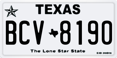 TX license plate BCV8190