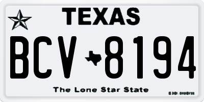 TX license plate BCV8194