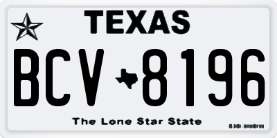 TX license plate BCV8196