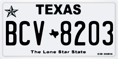 TX license plate BCV8203