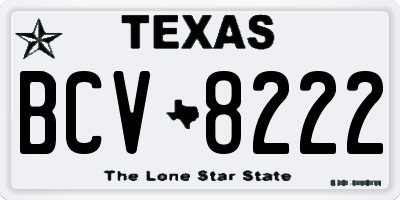 TX license plate BCV8222