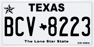 TX license plate BCV8223