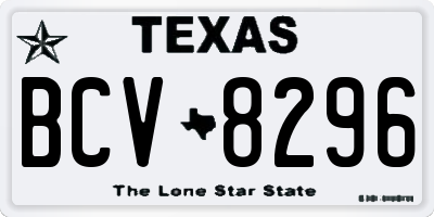 TX license plate BCV8296