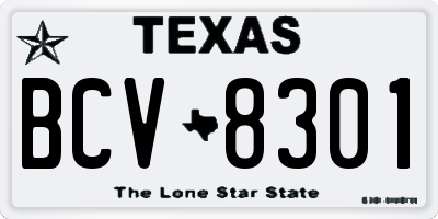 TX license plate BCV8301