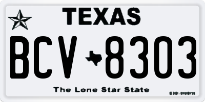TX license plate BCV8303