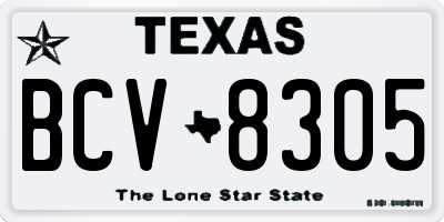TX license plate BCV8305