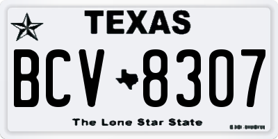 TX license plate BCV8307