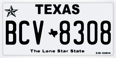 TX license plate BCV8308