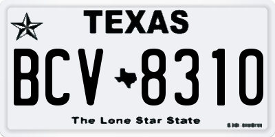 TX license plate BCV8310
