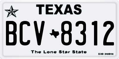 TX license plate BCV8312
