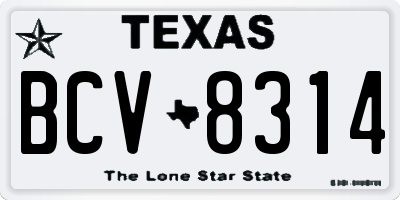 TX license plate BCV8314