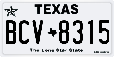 TX license plate BCV8315