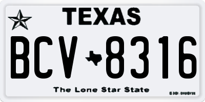 TX license plate BCV8316