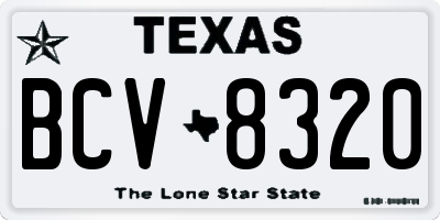 TX license plate BCV8320