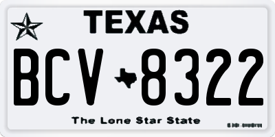 TX license plate BCV8322