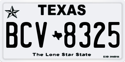 TX license plate BCV8325