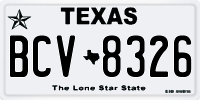 TX license plate BCV8326