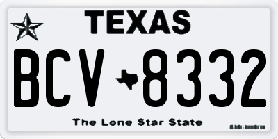 TX license plate BCV8332