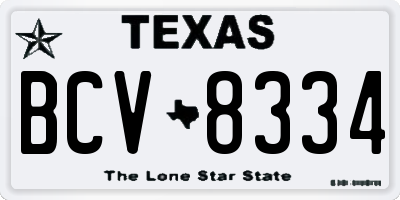 TX license plate BCV8334
