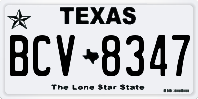 TX license plate BCV8347