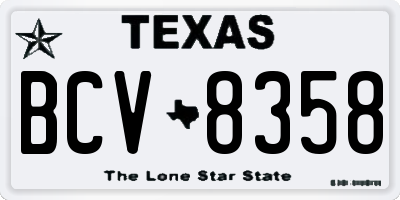TX license plate BCV8358