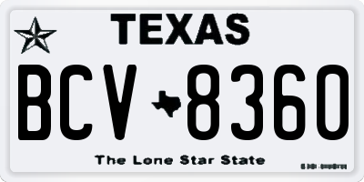 TX license plate BCV8360