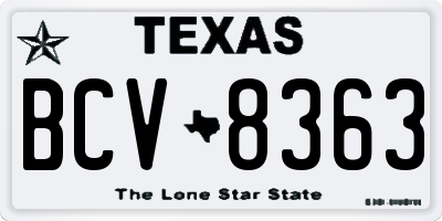 TX license plate BCV8363