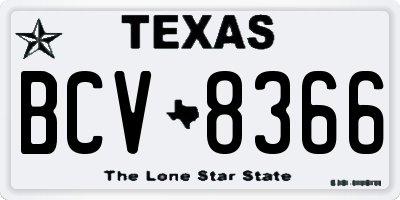 TX license plate BCV8366