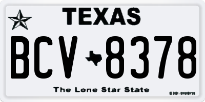 TX license plate BCV8378