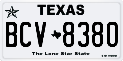 TX license plate BCV8380