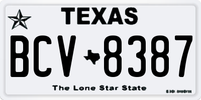 TX license plate BCV8387
