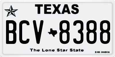 TX license plate BCV8388