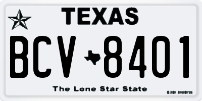 TX license plate BCV8401