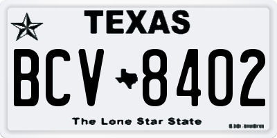 TX license plate BCV8402