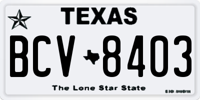 TX license plate BCV8403