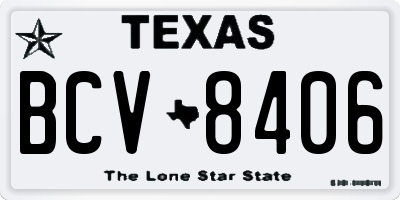 TX license plate BCV8406